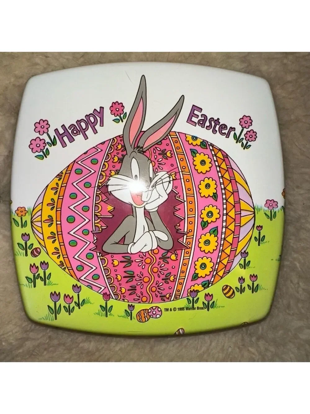 Vintage 1995 Warner Bros Bug Bunny Easter Theme Plastic Storage Boxes Set Of 2